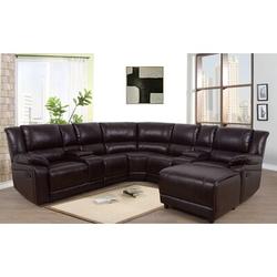 Brown Reclining Sectional - Red Barrel Studio® Rudnick 96" Wide Faux Symmetrical Reclining Sectional Faux | 39 H x 96 W x 60 D in | Wayfair