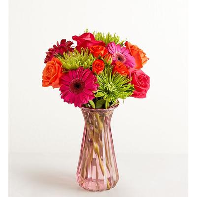 1-800-Flowers Flower Delivery Vibrant Blooms Bouquet W/ Pink Vase | Happiness Delivered To Their Door