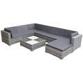 vidaXL Garden Lounge Set 8 Piece with Cushions Sun Bed Sun Lounger Rattan Lounge Bed Day Bed Chaise Lounge Outdoor Lounge Poly Rattan Grey