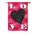 Breeze Decor 2 Piece Love Heart Spring Valentines Impressions Decorative Vertical 2-Sided Flag Set in Black/Pink | 28 H x 18.5 W in | Wayfair