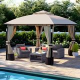 Sunjoy Moorehead 13 Ft. W x 11 Ft. D Steel Patio Gazebo Metal/Steel/Soft-top in Black/Gray | 117.72 H x 156.69 W x 130.71 D in | Wayfair A101011500