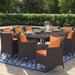 Sol 72 Outdoor™ Brentwood 11 Piece Outdoor Patio Dining Set w/ Cushions Glass in Brown | Wayfair CC7132C383BE46538C7F0EE15FC9CA33