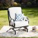 Charlton Home® Outdoor Sigmund Rocking Metal Chair w/ Cushions in Pink/White | 39.8 H x 28 W x 31.5 D in | Wayfair 924E40E39B564CFB983DA7028B7B6CF8