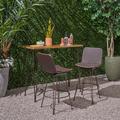 17 Stories Bar Set w/ Metal Outer Material Wood/Metal in Brown/White | 40 H x 18.25 W x 21 D in | Outdoor Furniture | Wayfair