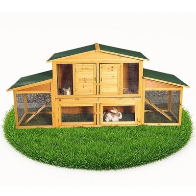 Mucola - Kleintierstall Hasenkäfig Kaninchenkäfig Gehege Villa Holz Frei Lauf Hasen Stall