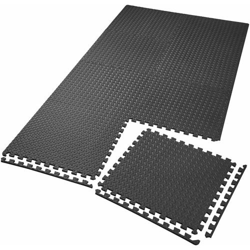 Tectake - Bodenschutzmatte 8-tlg. - Puzzlematte, Gymnastikmatte, Fitnessmatte - schwarz - schwarz