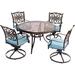 Fleur De Lis Living Carleton Round 4 - Person 48" Long Outdoor Dining Set w/ Cushions Wood/Glass/Metal in Brown | 29.5 H x 48 W x 48 D in | Wayfair