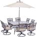 Fleur De Lis Living Carleton 9 Piece Square Outdoor Dining Set w/ Natural Oat Cushions Wood/Glass/Metal in Brown | 29.05 H x 59.72 W x 59.72 D in | Wayfair