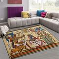 Naanle Vintage Egypt Egyptian Non Slip Area Rug for Living Dinning Room Bedroom Kitchen, 150 x 200 cm(5' x 7' ft), Egypt Egyptian Nursery Rug Floor Carpet Yoga Mat