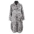 TEXTURE Ladies Womens Italian Lagenlook Cowl Abstract Leopard Print Pocket Cotton Jersey Tulip Tunic Midi Dress One Size (Light Grey, One Size)