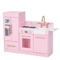 Pink Wooden Toy Kitchen by Teamson Kids Toy Cooker Play Kitchen Set TD-12302P