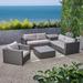 Brayden Studio® Paloalto 7 Piece Sectional Seating Group w/ Cushions Wood in Brown/Gray | Outdoor Furniture | Wayfair