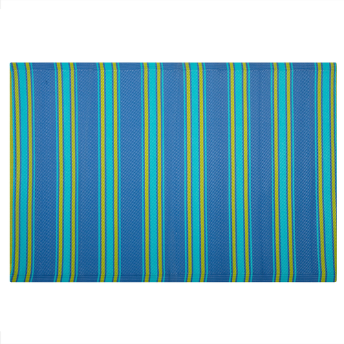 Outdoor Teppich Blau Grün Polypropylen 120 x 180 cm Gestreift Jacquardgewebt Rechteckig