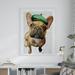 Wrought Studio™ 'French Bulldog w/ Hat' Graphic Art Print on Wrapped Canvas in White/Black | 47 H x 35 W x 2 D in | Wayfair