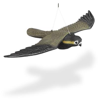 Relaxdays - Vogelschreck Falke, fliegender Greifvogel als Vogelscheuche, Raubvogel Attrappe, Vogel