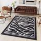 TAPISO Dream Area Rug Living Room Bedroom Modern Short Pile Black Grey Animal Print Zebra Durable Carpet Size - 130 x 190 cm (4ft3 x 6ft3)