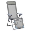greemotion Relaxsessel Lido, klappbarer Liegestuhl, Gartenstuhl mit Aluminium-Gestell, Klappstuhl mit 5-fach verstellbarer Rückenlehne, in Grau/Blau