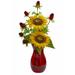 Fleur De Lis Living Artificial Sunflower Floral Arrangement in Vase Polyester/Faux Silk/Plastic/Fabric in Orange/Yellow | Wayfair