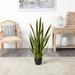 Charlton Home® Artificial Sansevieria Foliage Plant in Pot Silk/Plastic/Stone in Gray | 48 H x 9 W x 9 D in | Wayfair