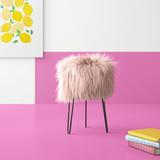 Mercer41 Caitin Metal Accent Stool Faux Fur/Upholstered/Metal in Pink/Brown | 17.5 H x 14 W x 14 D in | Wayfair A0B00E8B365D435CAB8A05CB5F8DA56C