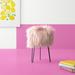 Mercer41 Caitin Metal Accent Stool Faux Fur/Upholstered/Metal in Pink/Brown | 17.5 H x 14 W x 14 D in | Wayfair A0B00E8B365D435CAB8A05CB5F8DA56C