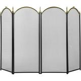 VIVOHOME 4 Panel 51.5 x 32 Inch Fireplace Screen Mesh Wrought Iron Black