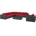 Sojourn 7 Piece Outdoor Patio Sunbrella® Sectional Set - East End Imports EEI-2013-CHC-RED-SET