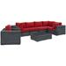 Summon 7 Piece Outdoor Patio Sunbrella® Sectional Set - East End Imports EEI-1892-GRY-RED-SET