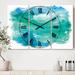 The Twillery Co.® Swigart Oversized Farmhouse Sea Glass Cottage 3 Panel Metal 28" Wall Clock Metal in Blue/Green | 28 H x 36 W x 1 D in | Wayfair