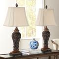 Barnes and Ivy Leafwork 29 1/4" Bronze Vase Table Lamps Set of 2