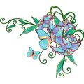 Indigos 4051719800937 Wandtattoo ME015 wunderschöne Blume Hibiskus Ranke Tribal Schmetterling 60 x 51 cm