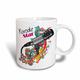 3dRose Karaoke-Sänger Mondern Colorful Pop Art Vector Mic Microphone-Mug, Keramik, Weiß, 12,7 cm x 11,43 x Stollen