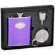 Visol "Violett Leder Edelstahl Stellar Fläschchen Geschenk-Set, Satin, 6-Ounce, Violett