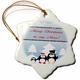 3dRose ORN 167325 _ 1 Pinguin Familie auf A Winter Day, Frohe Weihnachten, Niece-Snowflake Ornament, Porzellan, 3 Zoll