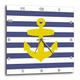 3dRose DPP 57478 _ 1 Retro Nautisches Golden Gelb Anker mit Marineblau Blau Sailor Stripe Pattern-French Breton Stripes-Wall Uhr, 10 von 25,4 cm