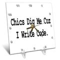 3dRose DC 150108 _ 1 Chics Dig Me Cuz I Write Code Programmierer Programmierer Computer Geek Humor Design Schreibtisch Uhr, 6 von 6