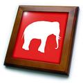 3dRose FT 164912 _ 1 rot Elefant Silhouette. Weiß Wildlife. Modern Wild Animal Shadow-Framed Tile Kunstwerke, 8 von 20,3 cm