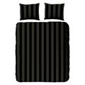 Descanso-King Size - 100 Prozent Baumwolle/Satin Bettbezug, mit Streifen, Schwarz