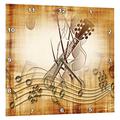 3dRose braun Grunge Musik Note Hintergrund mit E-Gitarre Art – Wanduhr, 15 by 38,1 cm (DPP 205183 _ 3)