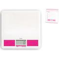 HABI 9297000 Waage Küche Digital Quadratisch, 5 kg, Pink, weiß/Fuchsia