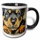 3dRose Rottweiler Portrait of A Young Welpe Liegend mit Kopf auf Paws-Two Klang Tasse, Keramik, Schwarz, 10,2 x 7,62 x 9,52 cm