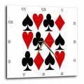 3dRose Spielkarten. Herz Diamant Club Spaten Design. Wanduhr (DPP_218701_3), 38,1 x 38,1 cm