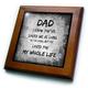 3dRose FT 219959 _ 1 Dad Love You My Whole Life schwarz Hintergrund gerahmt Fliesen, 20,3 x 20,3 cm