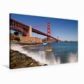 Calvendo Premium Textil-Leinwand 75 cm x 50 cm Quer Faszinierende Golden Gate Bridge | Wandbild, Bild auf Keilrahmen, Fertigbild auf Echter Leinwand. Wahrzeichen von San Francisco Orte Orte