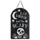 Design Toscano OW47353 Eat, Drink and Be Scary Wandschild, Stein, grau, 1.5 x 23 x 39.5 cm