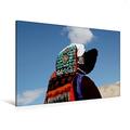 Calvendo Premium Textil-Leinwand 120 cm x 80 cm Quer, Frau mit ladakhischem Kopfschmuck | Wandbild, Bild auf Keilrahmen, Fertigbild auf Echter Leinwand. Feiern, Ladakh, Indien Orte Orte