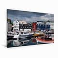 Calvendo Premium Textil-Leinwand 90 cm x 60 cm Quer Hafen von Torshavn | Wandbild, Bild auf Keilrahmen, Fertigbild auf Echter Leinwand, Leinwanddruck