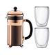 Bodum K1928-18-1 Chambord Set Kaffebereiter 8 Tassen mit 2 Gläser 35 cl Doppelwand Pavina, Chrom, 1 Liter, Pink