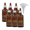 Viva Haushaltswaren - 6 x Pipettenflasche 100 ml aus Braunglas, kleine Glasgefäße als Apothekerflaschen zum Befüllen verwendbar - Made in Germany & BPA frei (inkl. Trichter Ø 5 cm)