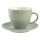 H+H Grey Packung 4 Teetassen mit Untertasse, Bone China, grün, 14 x 14 x 8.5 cm